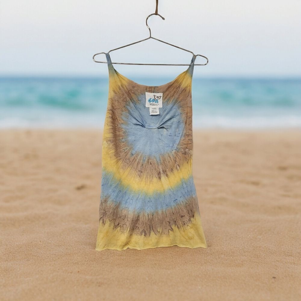Goa Blue, Yellow, and Sand Tie-Dye Tank Top